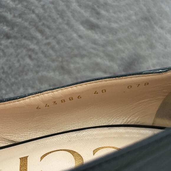 Gucci Baby Horsebit Leather Square Toe Mid High Heel Pumps Black Size EU 40 - Picture 13 of 16